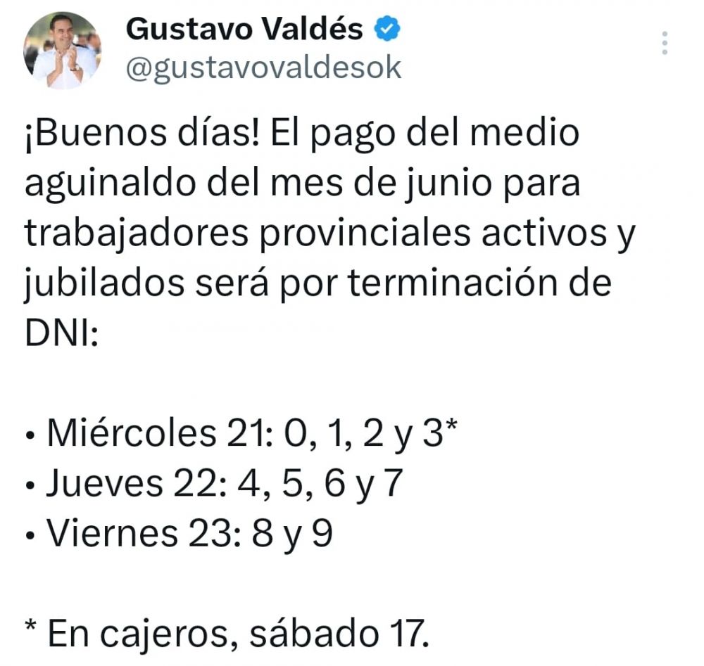 Comienza hoy el pago del medio aguinal para la Administración Pública